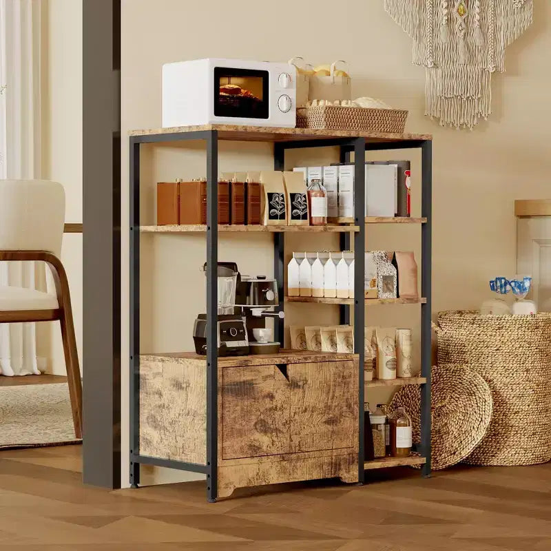 COZONY 32 Small Corner Coffee Bar Cabinet with Storage,Compact Buffet Sideboard, Farmhouse Bar Stand with Doors & Drawers