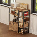 COZONY 32 Small Corner Coffee Bar Cabinet with Storage,Compact Buffet Sideboard, Farmhouse Bar Stand with Doors & Drawers