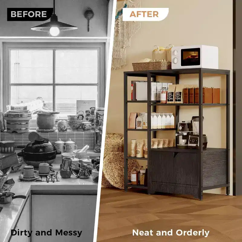 COZONY 32 Small Corner Coffee Bar Cabinet with Storage,Compact Buffet Sideboard, Farmhouse Bar Stand with Doors & Drawers