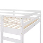 Whisen Full Loft Bed, Bed Frame with Slide and Full-length Guardrail, Multifunctional Design - White