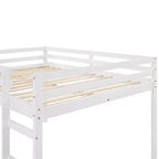 Whisen Full Loft Bed, Bed Frame with Slide and Full-length Guardrail, Multifunctional Design - White