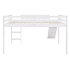 Whisen Full Loft Bed, Bed Frame with Slide and Full-length Guardrail, Multifunctional Design - White