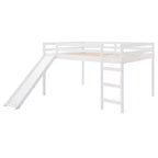 Whisen Full Loft Bed, Bed Frame with Slide and Full-length Guardrail, Multifunctional Design - White