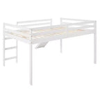 Whisen Full Loft Bed, Bed Frame with Slide and Full-length Guardrail, Multifunctional Design - White