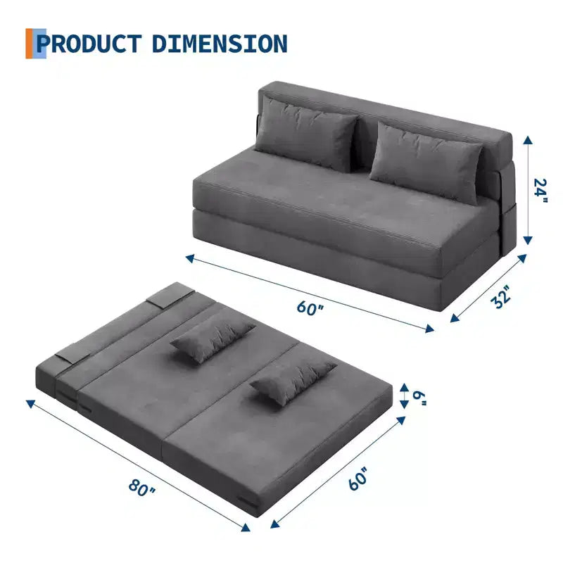 4-in-1 Folding Sofa Bed & Chair Bed - Convertible Sleeper, Fold Out Loveseat Sofa Couch with Pillow, Tufted Floor Lounge for Living Room, Guest Room