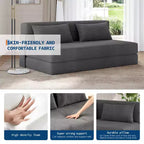 4-in-1 Folding Sofa Bed & Chair Bed - Convertible Sleeper, Fold Out Loveseat Sofa Couch with Pillow, Tufted Floor Lounge for Living Room, Guest Room
