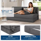 4-in-1 Folding Sofa Bed & Chair Bed - Convertible Sleeper, Fold Out Loveseat Sofa Couch with Pillow, Tufted Floor Lounge for Living Room, Guest Room