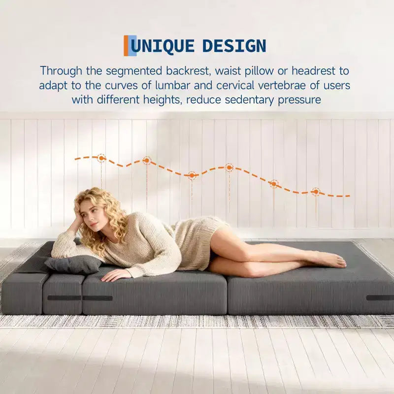 4-in-1 Folding Sofa Bed & Chair Bed - Convertible Sleeper, Fold Out Loveseat Sofa Couch with Pillow, Tufted Floor Lounge for Living Room, Guest Room