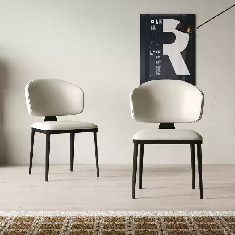 Luck Live Modern 2-Piece Armless Dining Chair Set, Metal Dining Chairs for Multi-scenario Use, Off-white