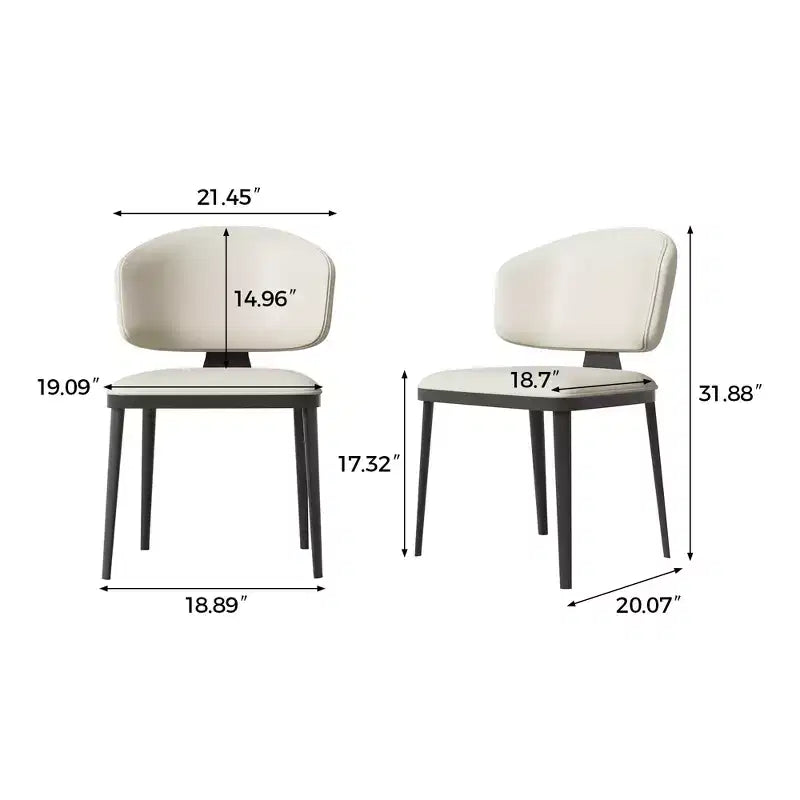 Luck Live Modern 2-Piece Armless Dining Chair Set, Metal Dining Chairs for Multi-scenario Use, Off-white