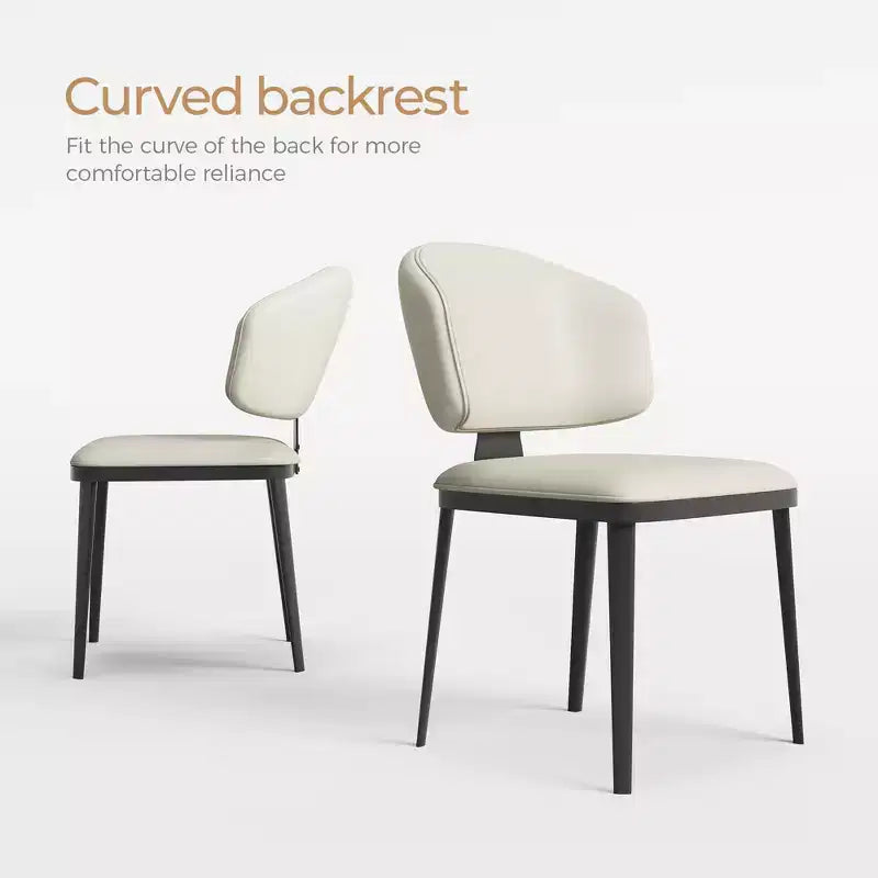 Luck Live Modern 2-Piece Armless Dining Chair Set, Metal Dining Chairs for Multi-scenario Use, Off-white