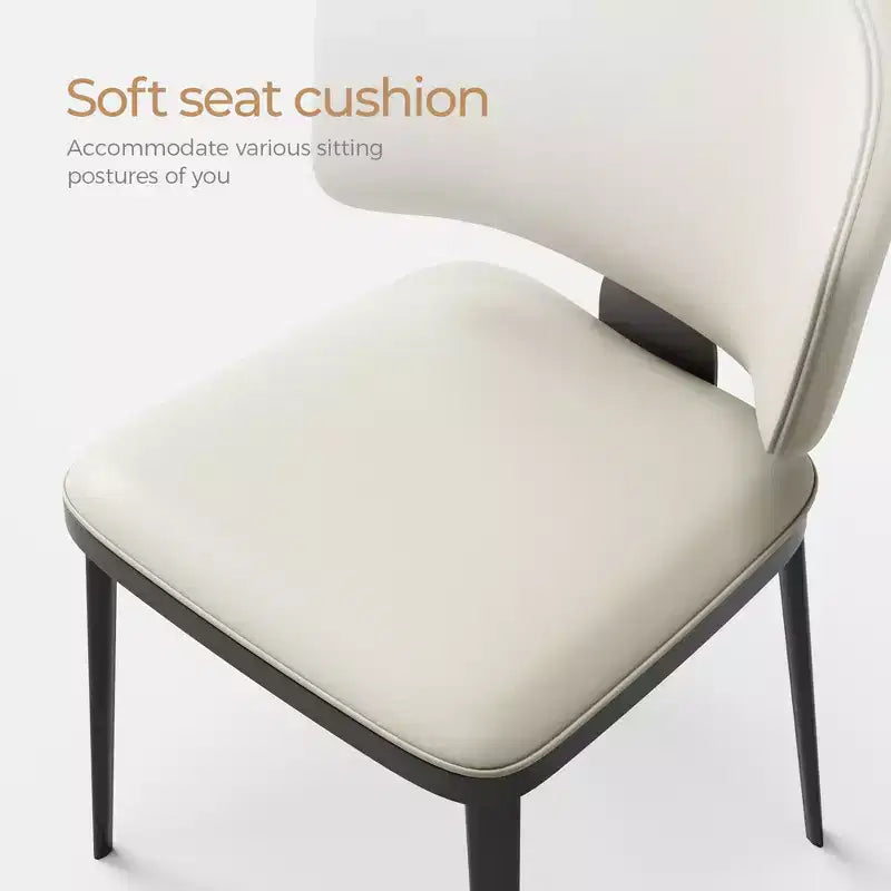 Luck Live Modern 2-Piece Armless Dining Chair Set, Metal Dining Chairs for Multi-scenario Use, Off-white