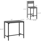 Set di tavolo da bar e sedie da 3 pezzi, set da pranzo industriale per 2 persone, tavolo da cucina ad altezza bancone con sgabelli da bar, set da tavolo per colazione per 2 persone