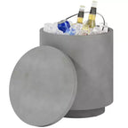 Outsunny 2.6 Gal Outdoor Side Table, 3-In-1 Concrete Cooler Bar Table with Storage, Removable Ice Bucket and Lid