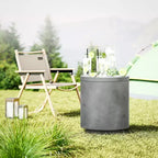 Outsunny 2.6 Gal Outdoor Side Table, 3-In-1 Concrete Cooler Bar Table with Storage, Removable Ice Bucket and Lid
