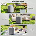 Outsunny 2.6 Gal Outdoor Side Table, 3-In-1 Concrete Cooler Bar Table with Storage, Removable Ice Bucket and Lid