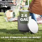 Outsunny 2.6 Gal Outdoor Side Table, 3-In-1 Concrete Cooler Bar Table with Storage, Removable Ice Bucket and Lid