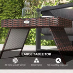 Folding Rattan Side Table, Outdoor End Table, Hand Woven PE Rattan Coffee Table for Balcony, Garden, Lawn, Courtyard