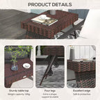 Folding Rattan Side Table, Outdoor End Table, Hand Woven PE Rattan Coffee Table for Balcony, Garden, Lawn, Courtyard