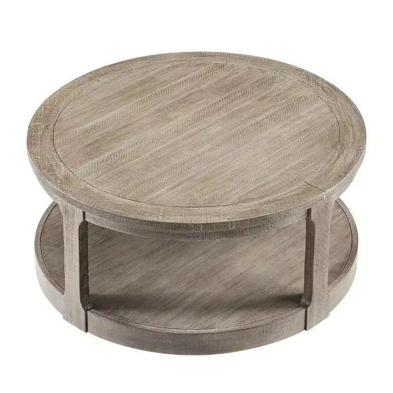 Tavolino da caffè moderno rotondo da 40 con ruote a scomparsa, tavolino centrale a 2 ripiani per soggiorno, ufficio o appartamento - Panipeachy