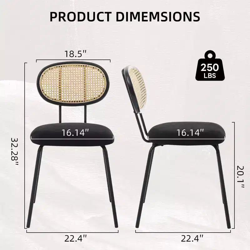 COZONY Metal Dining Chairs Set of 2 Modern Upholstered Kitchen Chairs with Woven Grid Back and Strong Metal Frame