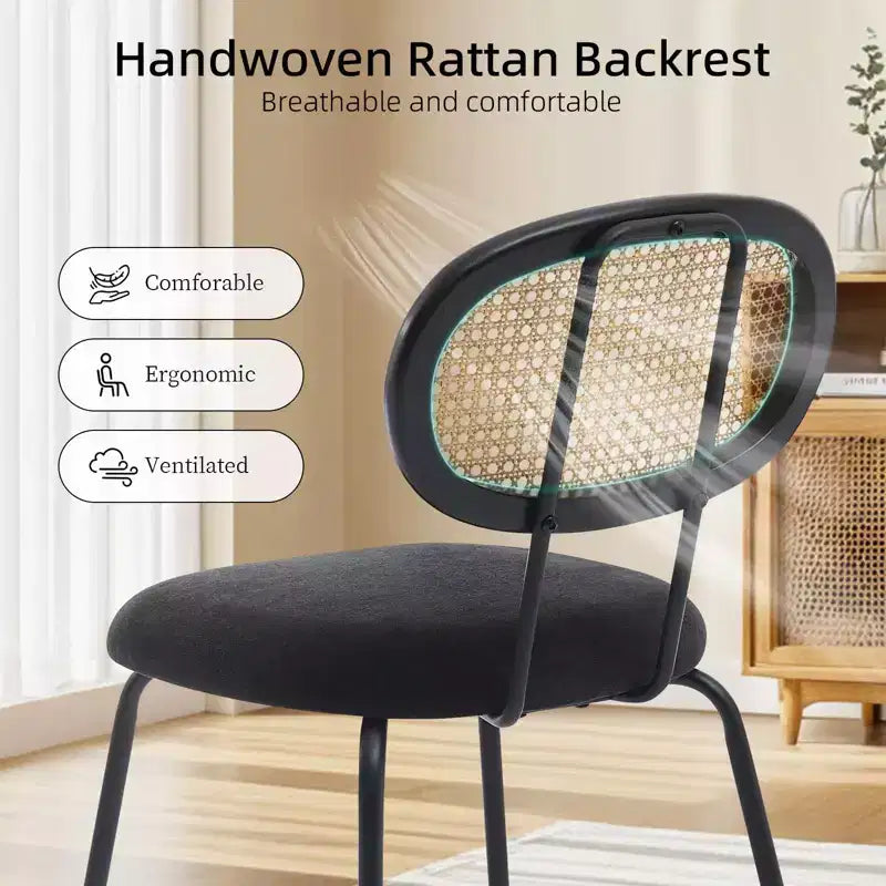 COZONY Metal Dining Chairs Set of 2 Modern Upholstered Kitchen Chairs with Woven Grid Back and Strong Metal Frame