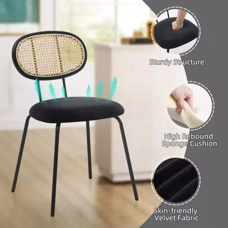 COZONY Metal Dining Chairs Set of 2 Modern Upholstered Kitchen Chairs with Woven Grid Back and Strong Metal Frame
