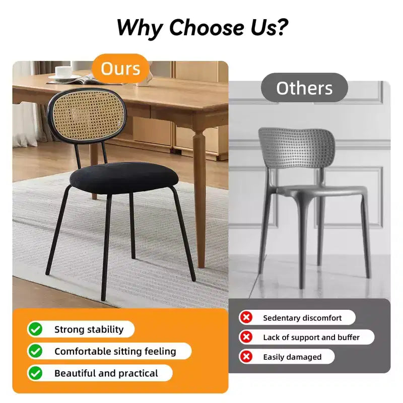 COZONY Metal Dining Chairs Set of 2 Modern Upholstered Kitchen Chairs with Woven Grid Back and Strong Metal Frame