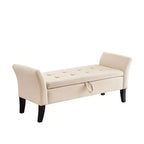 TUYOHW Rectangle Storage Bench,51.5 End of Bed Ottoman Bench with Solid Wood Legs,Velvet Ottoman for Living Room,Bedroom,Entryway,Beige