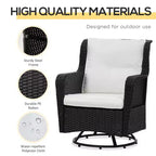 Patio Bistro Set, Porch Furniture with 360 Degree Rotation & Rocking Function, 28.25x30.75x36.25
