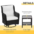 Patio Bistro Set, Porch Furniture with 360 Degree Rotation & Rocking Function, 28.25x30.75x36.25