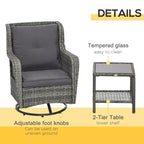 Patio Bistro Set, Porch Furniture with 360 Degree Rotation & Rocking Function, 28.25x30.75x36.25