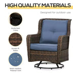 Patio Bistro Set, Porch Furniture with 360 Degree Rotation & Rocking Function, 28.25x30.75x36.25
