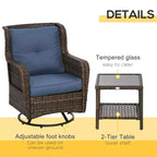 Patio Bistro Set, Porch Furniture with 360 Degree Rotation & Rocking Function, 28.25x30.75x36.25