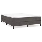 Struttura letto in velluto grigio scuro, compensato, legno ingegnerizzato, matrimoniale standard
