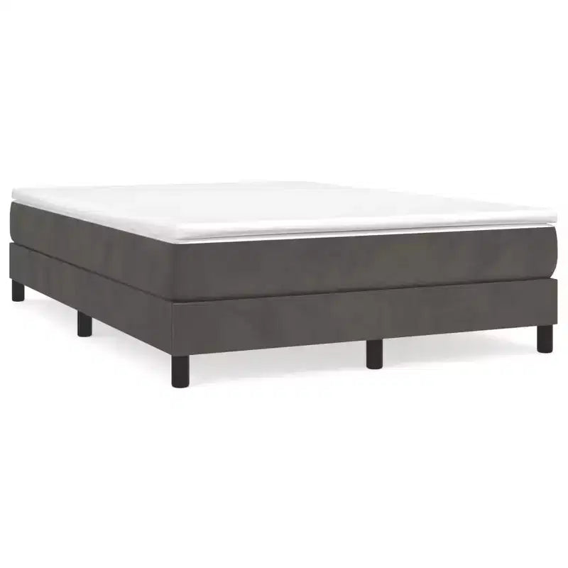 Struttura letto in velluto grigio scuro, compensato, legno ingegnerizzato, matrimoniale standard