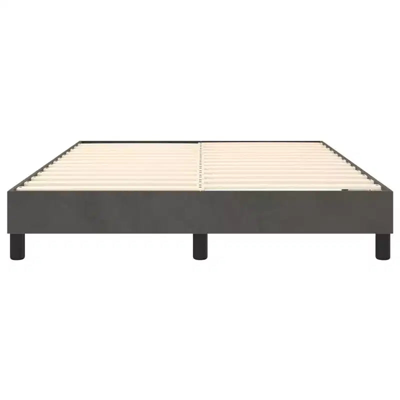 Struttura letto in velluto grigio scuro, compensato, legno ingegnerizzato, matrimoniale standard