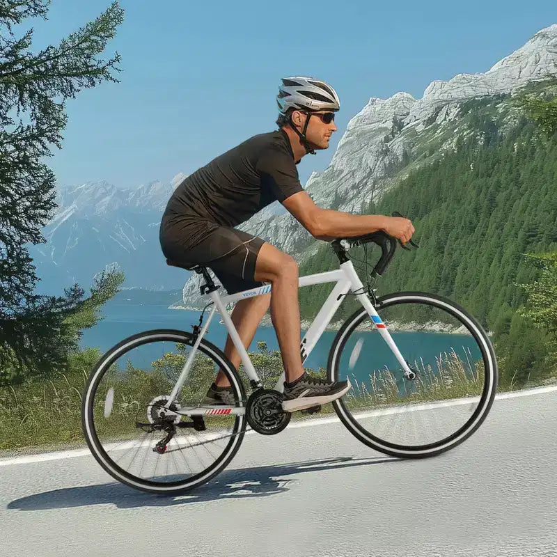 Bici da strada in acciaio al carbonio a 21 velocità con trasmissione Shimano, pneumatici 700x25C, bici da pendolare con manubrio da corsa