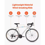 Bici da strada in acciaio al carbonio a 21 velocità con trasmissione Shimano, pneumatici 700x25C, bici da pendolare con manubrio da corsa