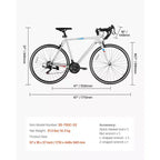 Bici da strada in acciaio al carbonio a 21 velocità con trasmissione Shimano, pneumatici 700x25C, bici da pendolare con manubrio da corsa
