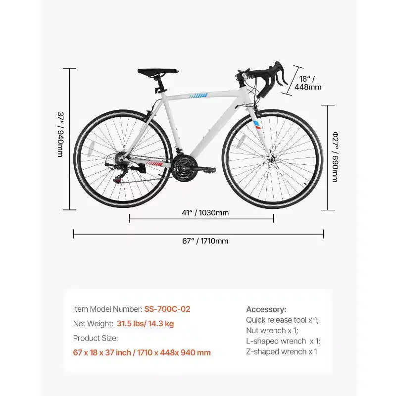 Bici da strada in acciaio al carbonio a 21 velocità con trasmissione Shimano, pneumatici 700x25C, bici da pendolare con manubrio da corsa