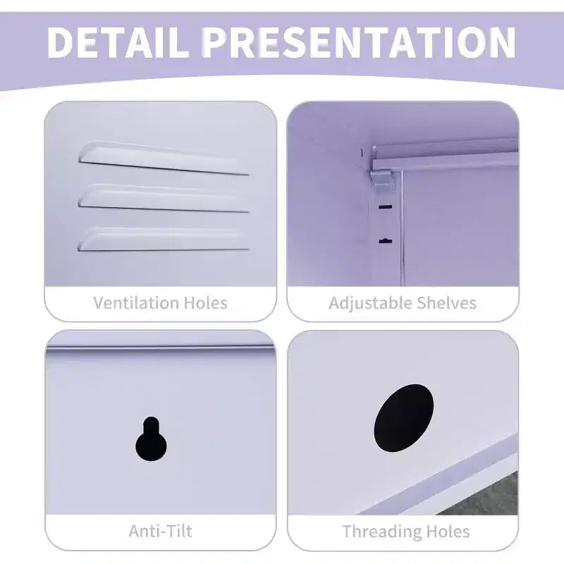 Tavolino Comodino in Metallo con Ante, Tavolino Laterale Moderno Minimalista con 2 Ripiani Regolabili, Design Antiribaltamento, Armadietto Multiuso per Soggiorno Camera da Letto