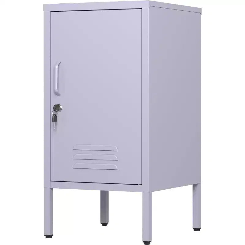 Tavolino Comodino in Metallo con Ante, Tavolino Laterale Moderno Minimalista con 2 Ripiani Regolabili, Design Antiribaltamento, Armadietto Multiuso per Soggiorno Camera da Letto