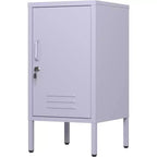 Tavolino Comodino in Metallo con Ante, Tavolino Laterale Moderno Minimalista con 2 Ripiani Regolabili, Design Antiribaltamento, Armadietto Multiuso per Soggiorno Camera da Letto