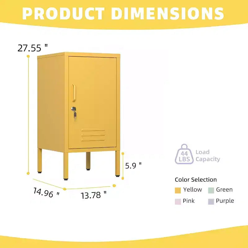 Tavolino Comodino in Metallo con Ante, Tavolino Laterale Moderno Minimalista con 2 Ripiani Regolabili, Design Antiribaltamento, Armadietto Multiuso per Soggiorno Camera da Letto