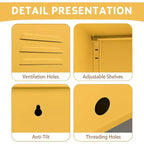 Tavolino Comodino in Metallo con Ante, Tavolino Laterale Moderno Minimalista con 2 Ripiani Regolabili, Design Antiribaltamento, Armadietto Multiuso per Soggiorno Camera da Letto