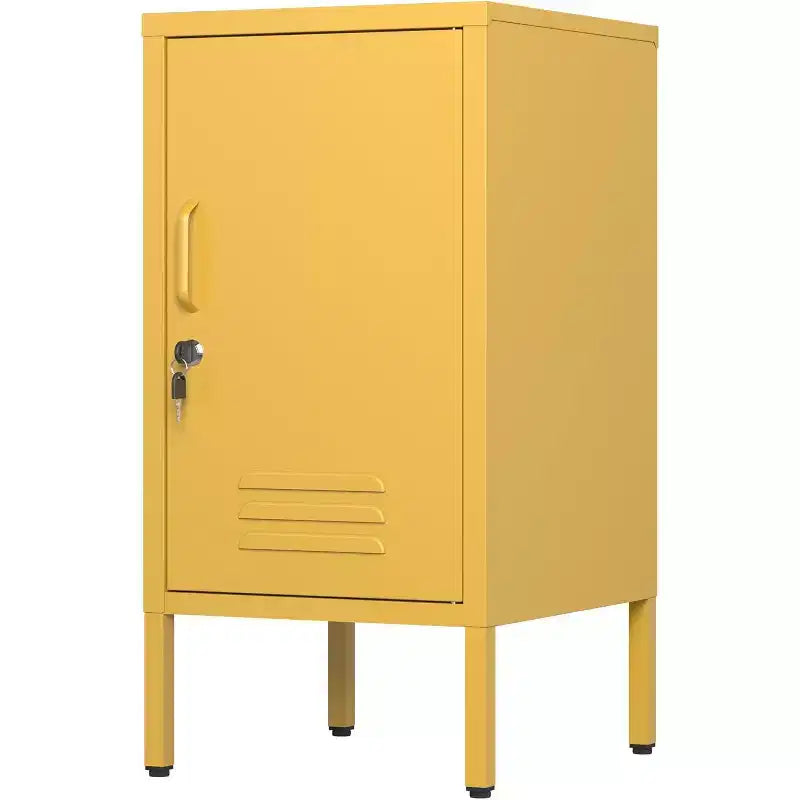 Tavolino Comodino in Metallo con Ante, Tavolino Laterale Moderno Minimalista con 2 Ripiani Regolabili, Design Antiribaltamento, Armadietto Multiuso per Soggiorno Camera da Letto