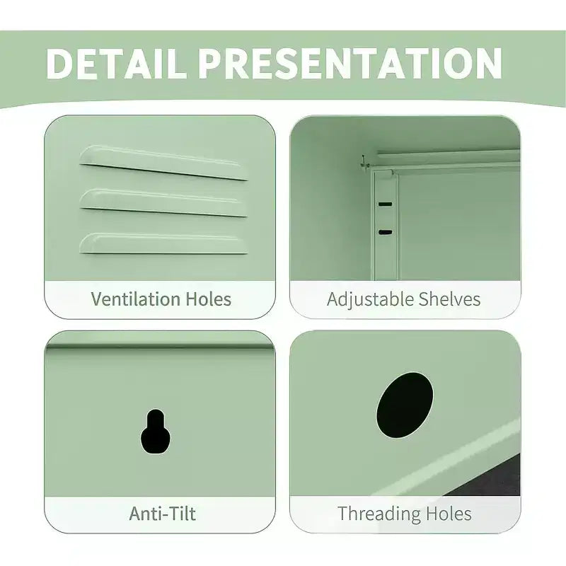 Tavolino Comodino in Metallo con Ante, Tavolino Laterale Moderno Minimalista con 2 Ripiani Regolabili, Design Antiribaltamento, Armadietto Multiuso per Soggiorno Camera da Letto