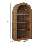 Okak Mid Century 4 Tier Tall Arched Bookshelf Cabinet,Wooden Display Bookcase Open Storage Rack for Office,Living Room