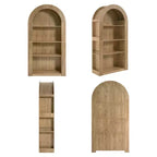 Okak Mid Century 4 Tier Tall Arched Bookshelf Cabinet,Wooden Display Bookcase Open Storage Rack for Office,Living Room